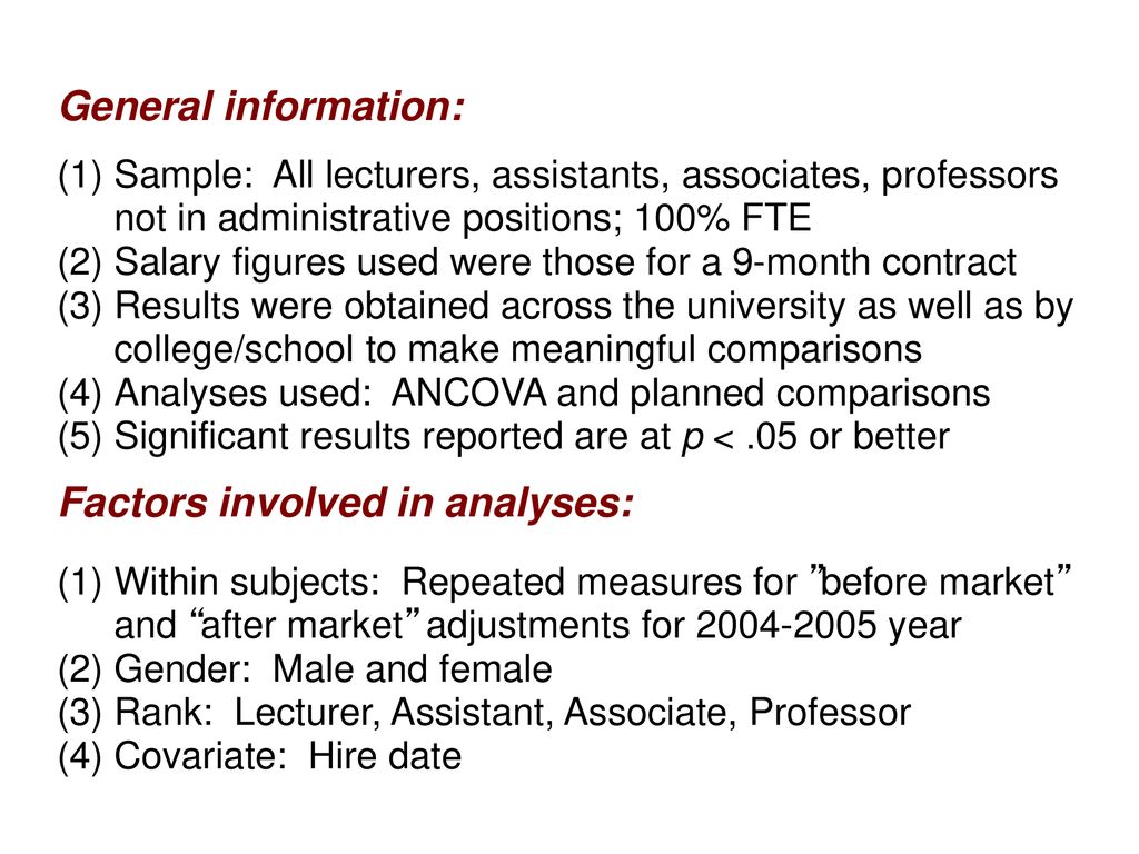 Factors involved in analyses: - ppt download