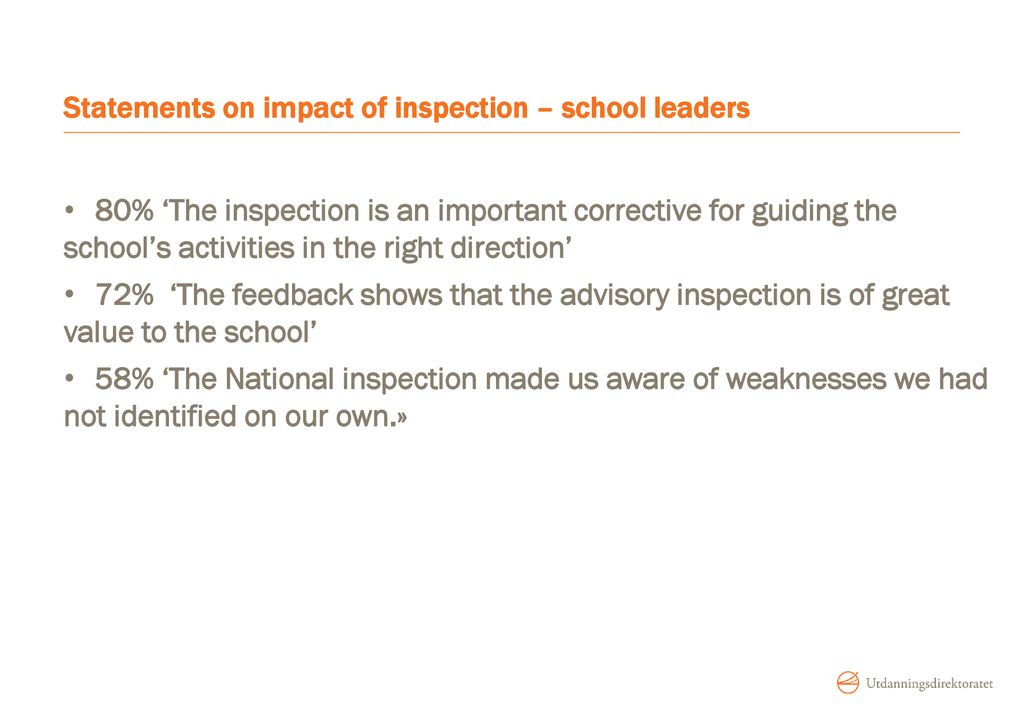 Statements on impact of inspection – school leaders