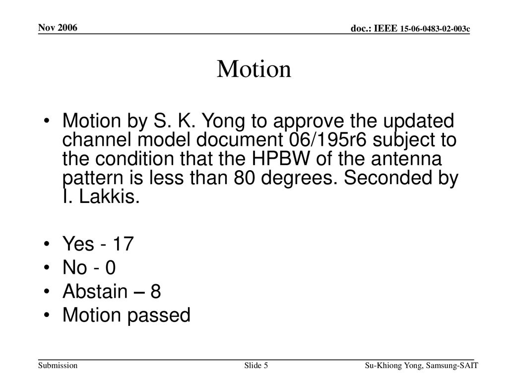 Nov 2006 Motion.