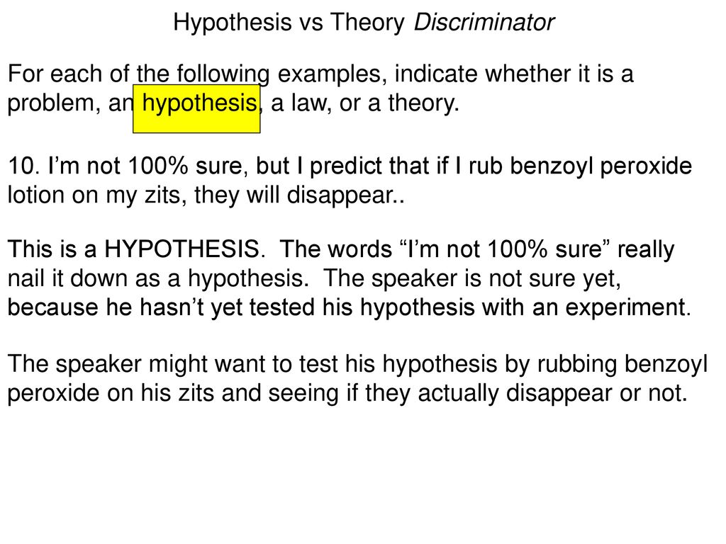 Hypothesis vs Theory Discriminator - ppt download