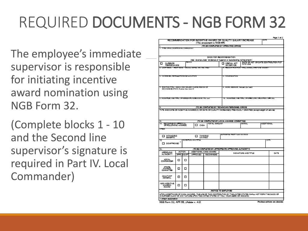 REQUIRED DOCUMENTS - NGB FORM 32