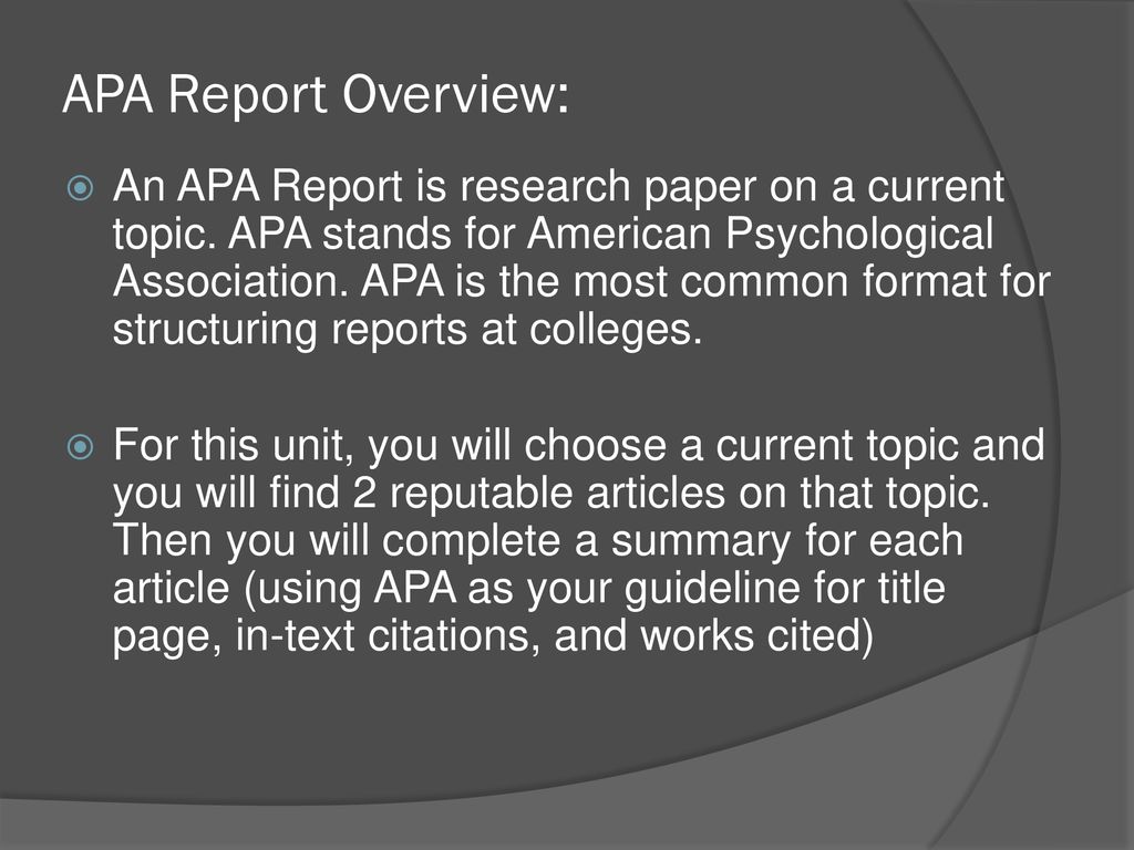 APA Report: Writing Summary paragraphs - ppt download