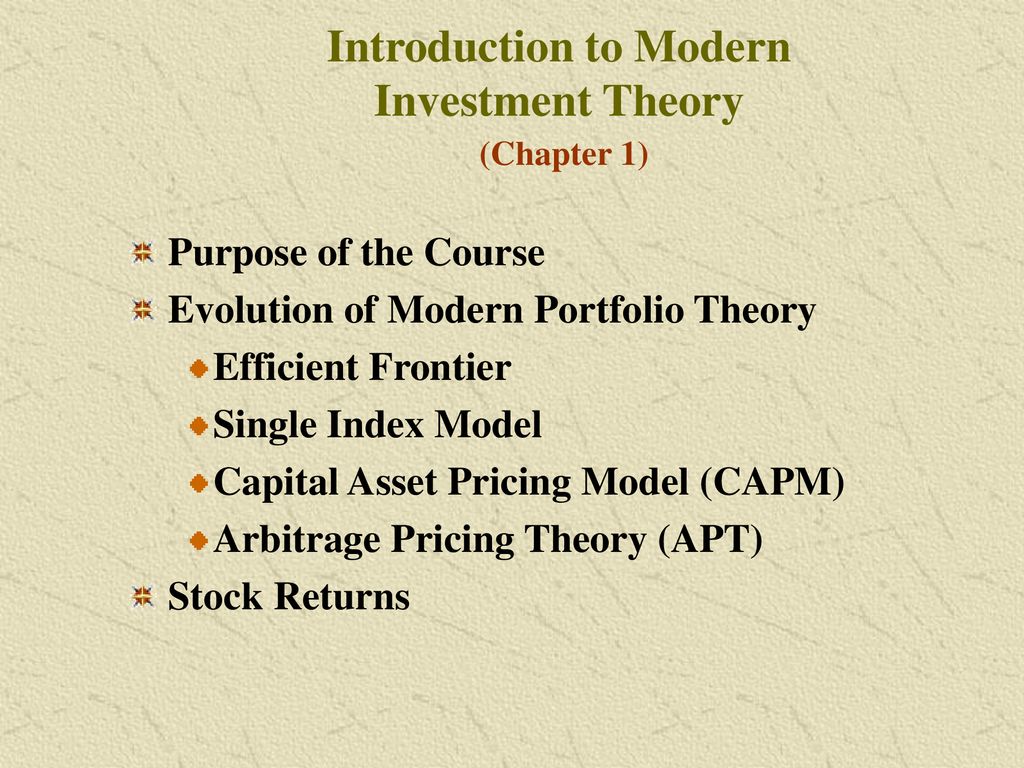 Single index. Модель CAPM презентация. 15. Which Statement best describes Modern Portfolio Theory (MPT)?.