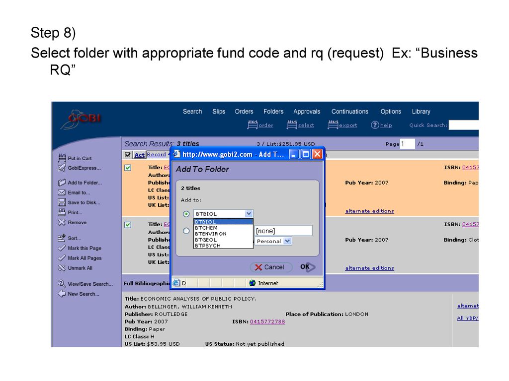 Step 8) Select folder with appropriate fund code and rq (request) Ex: Business RQ