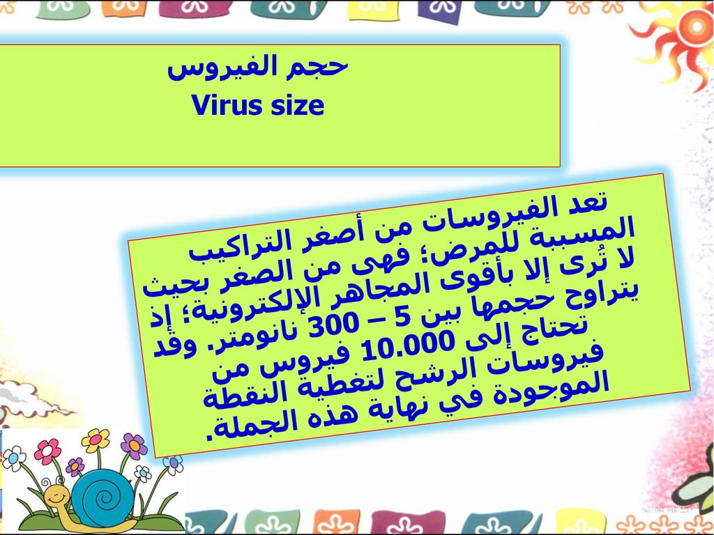 حجم الفيروس Virus size.