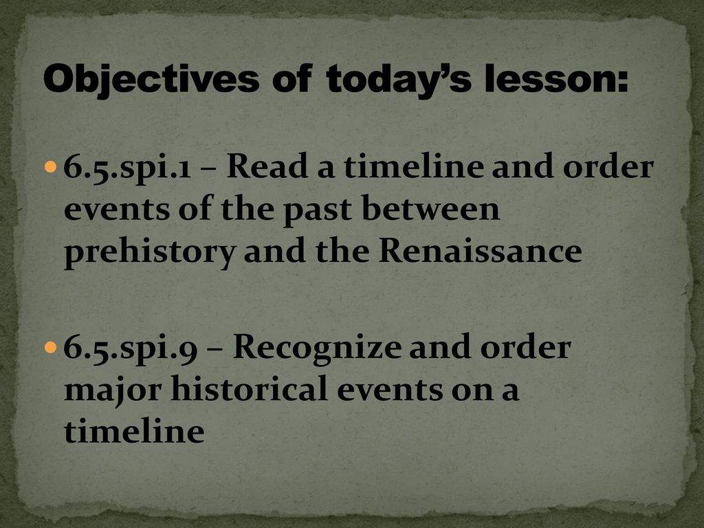 Objectives of today’s lesson: