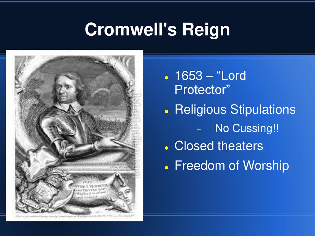 Cromwell s Reign 1653 – Lord Protector Religious Stipulations