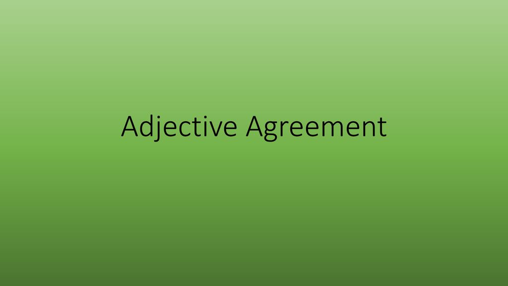 Adjective agreement ppt download