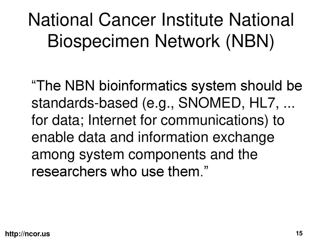 National Cancer Institute National Biospecimen Network (NBN)