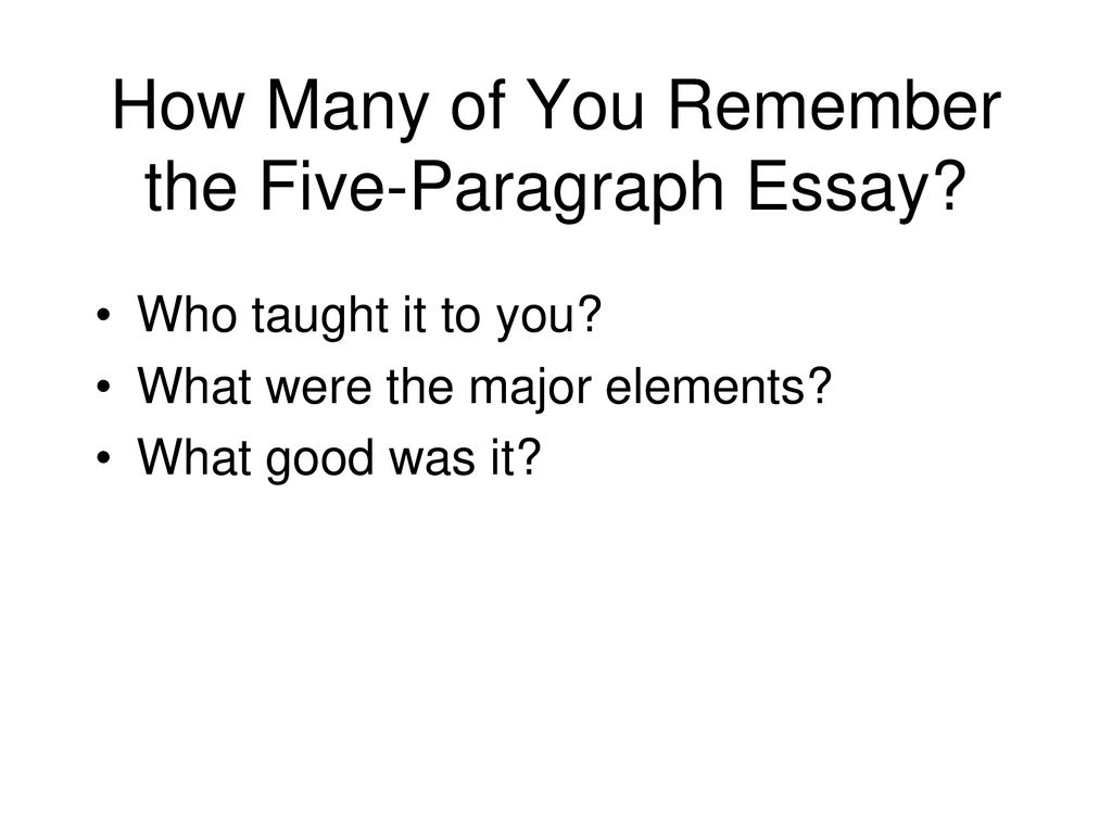 How Many of You Remember the Five-Paragraph Essay