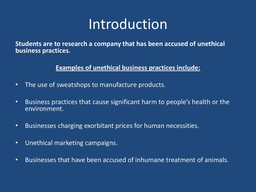 examples of unethical business practices globally