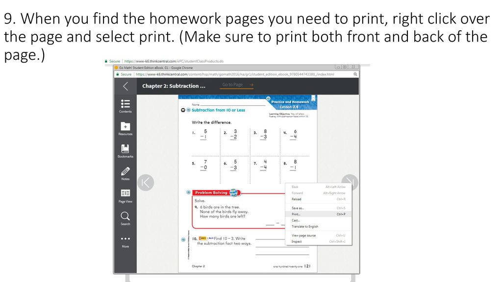 How To Print Math Hw Pages On Think Central Website Ppt Download