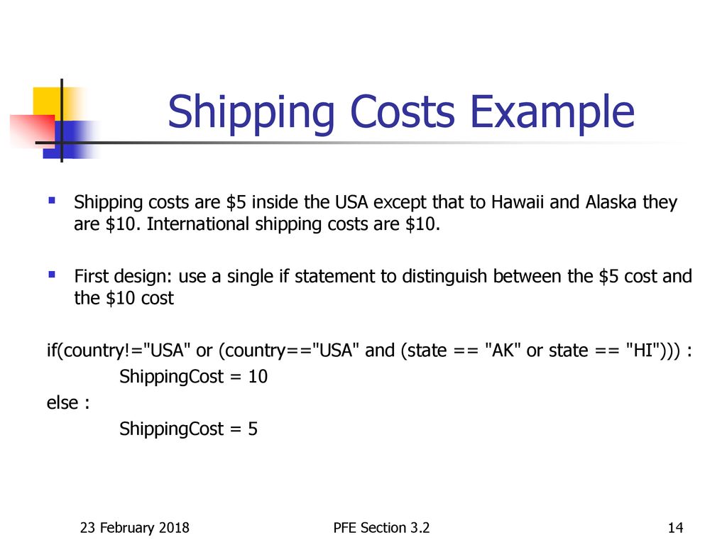 Shipping Costs Example