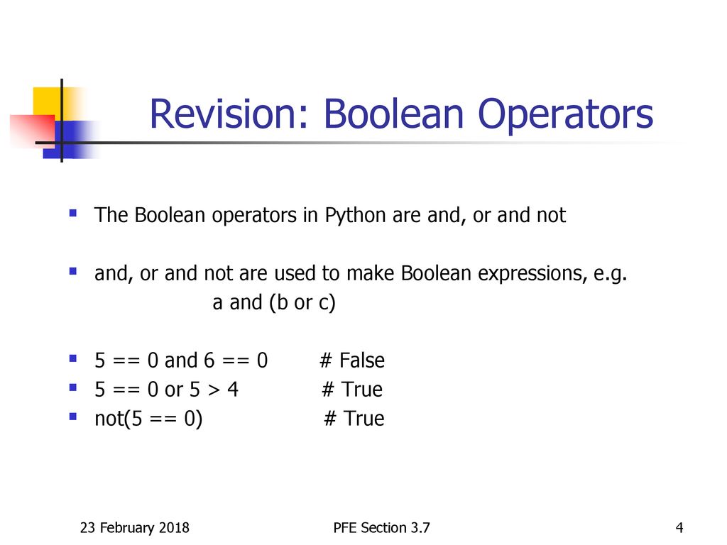 Revision: Boolean Operators