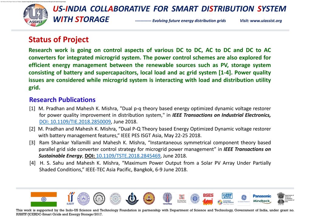Sub-Theme of the Project Theme at IIT Madras: Dynamic Energy Management System for Grid Interactive Microgrid with Hybrid Energy Storage.