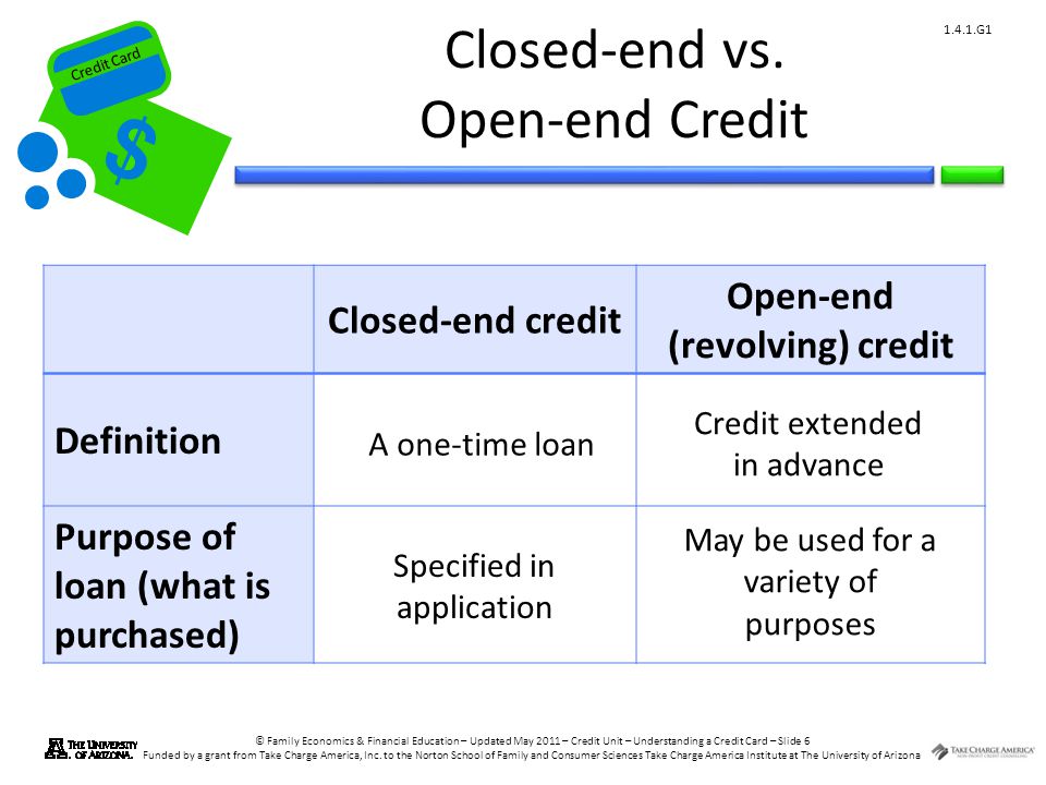 Closed-end vs. Open-end Credit