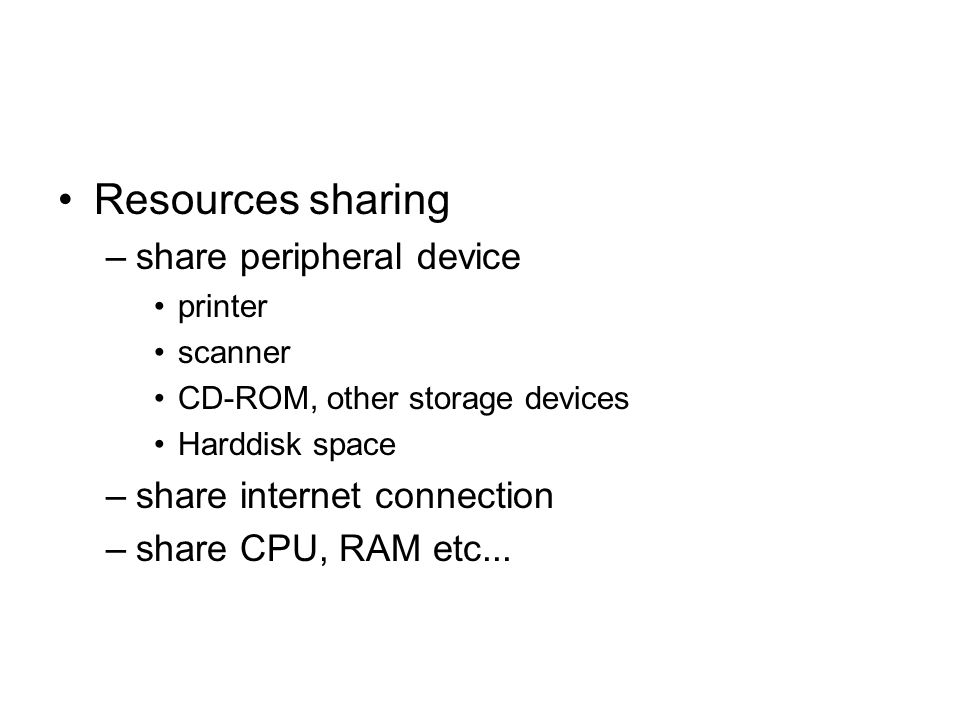Resources sharing share peripheral device share internet connection