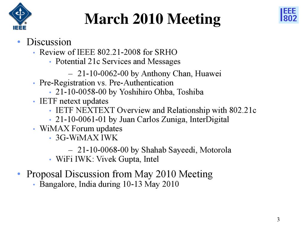 March 2010 Meeting Discussion