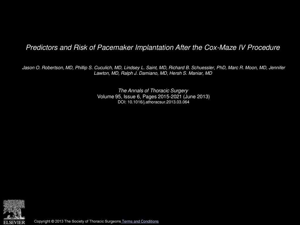 Predictors and Risk of Pacemaker Implantation After the Cox-Maze IV Procedure