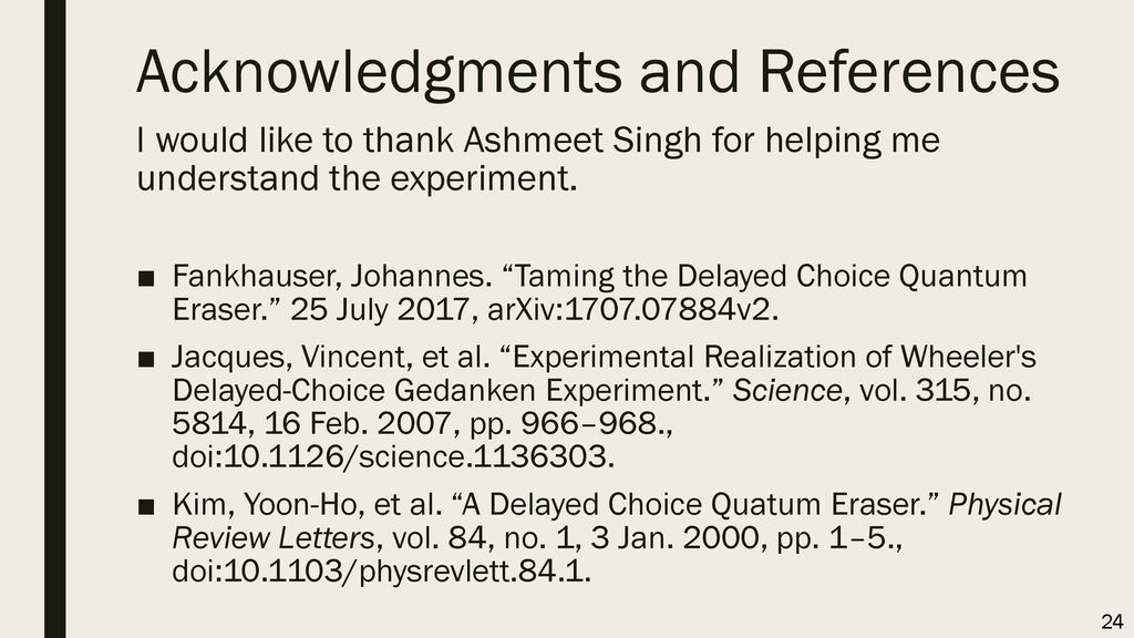 Acknowledgments and References