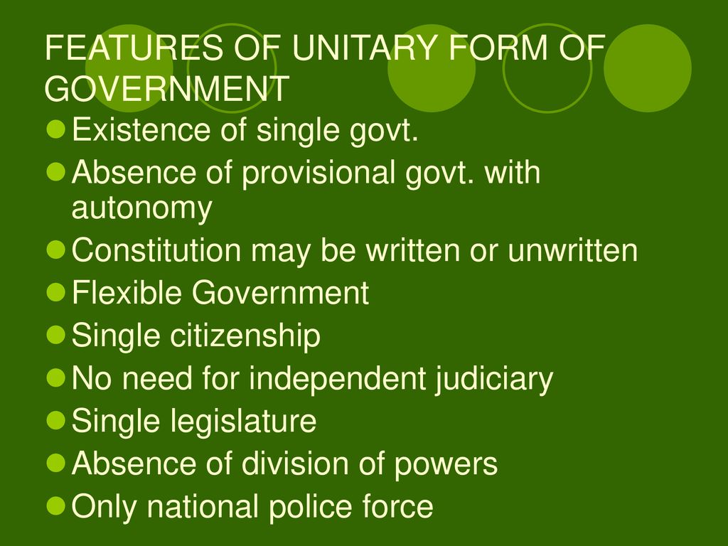unitary form of government definition