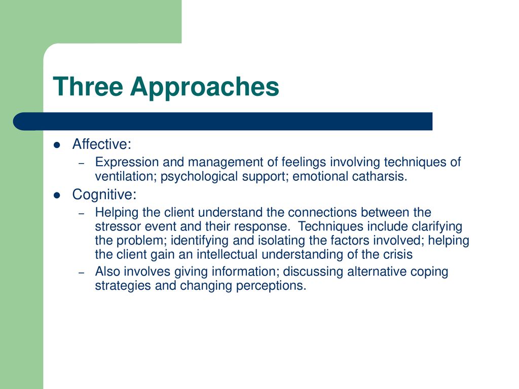 Three Approaches Affective: Cognitive: