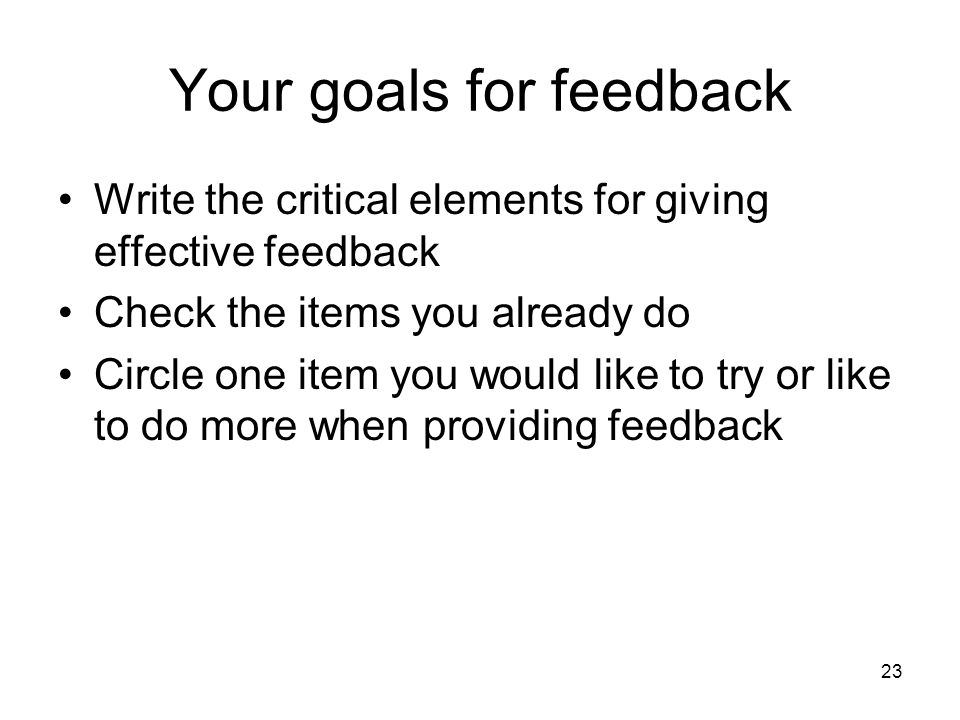 Your goals for feedback