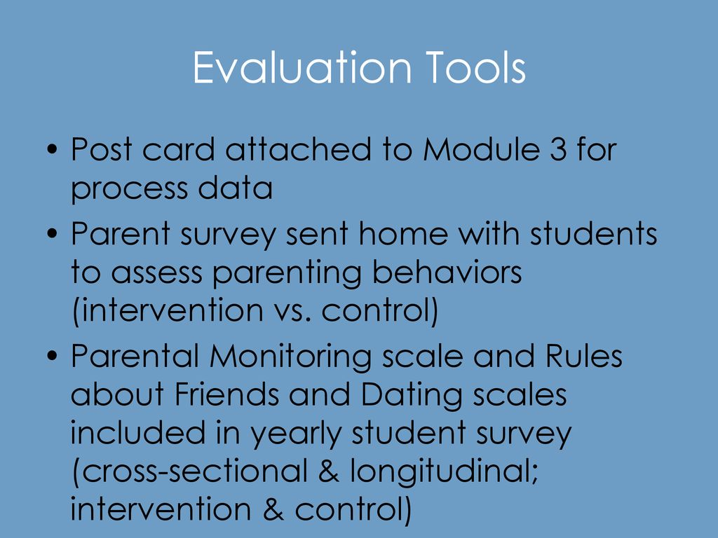 A Practical, Feasible Parental Monitoring Intervention Increases Parents'  Use of Rules about Friends and Dating for Urban Middle and High School  Students. - ppt download