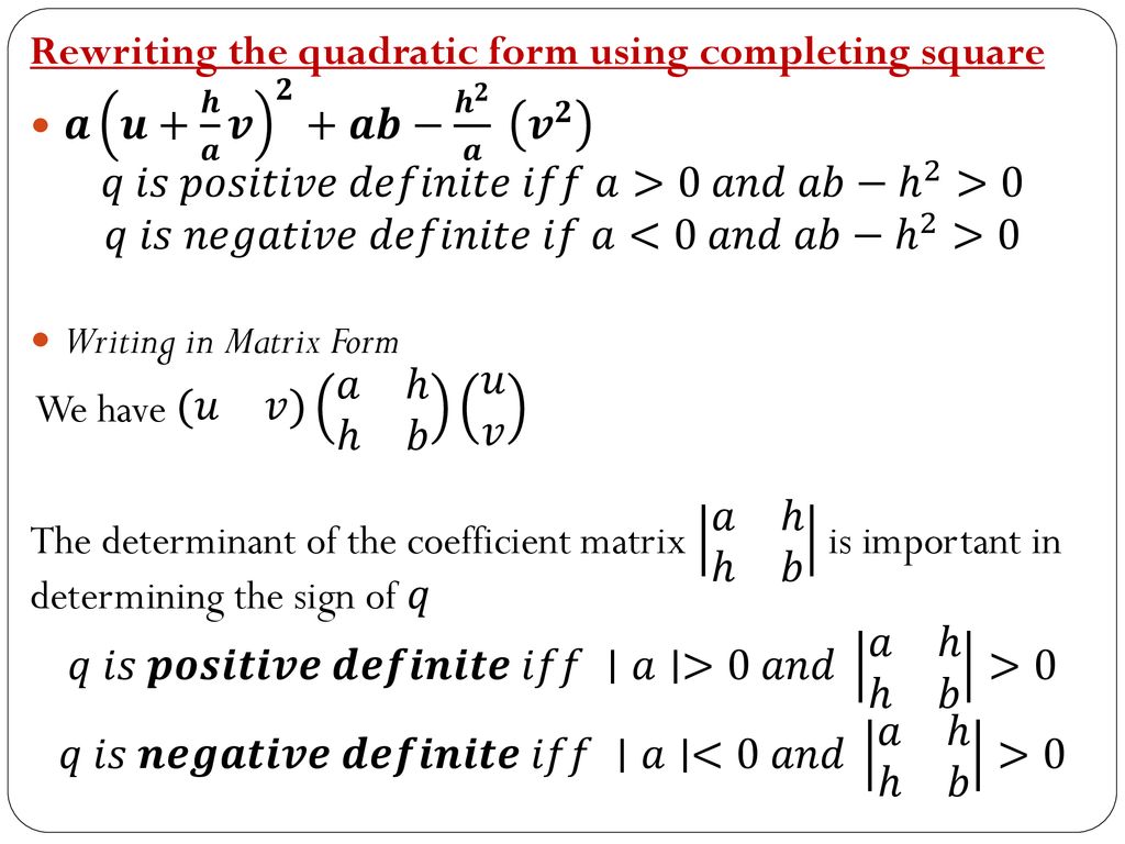 panel Bi Standard Quadratic Forms and Objective functions with two or more variables - ppt  download