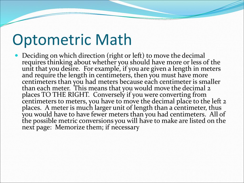 Optometric Math