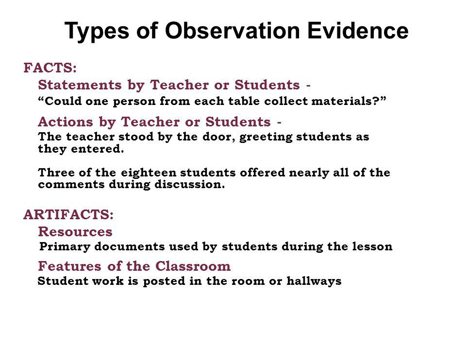 Types of Observation Evidence