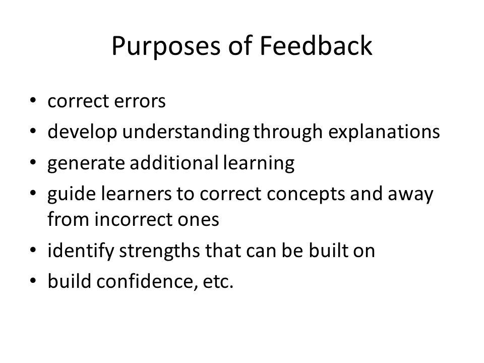 Purposes of Feedback correct errors