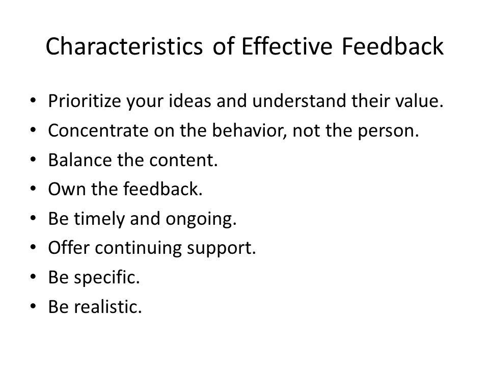 Characteristics of Effective Feedback