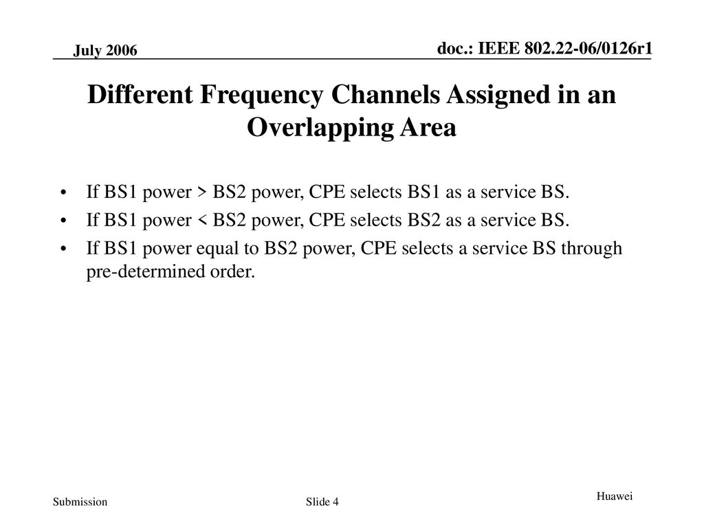 Different Frequency Channels Assigned in an Overlapping Area