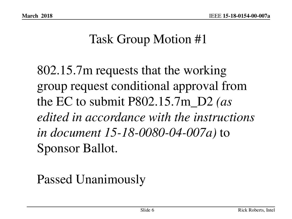 March 2018 Task Group Motion #1.