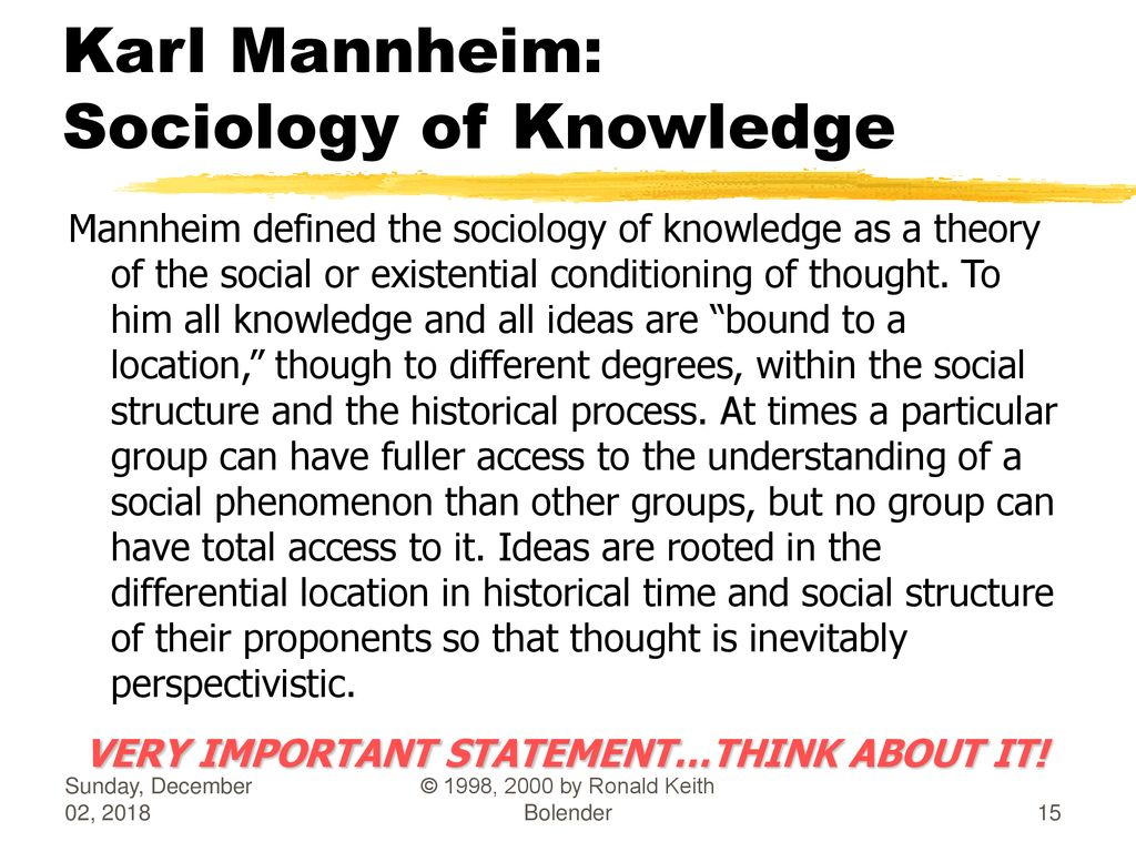 SOC444 Sociological Theory: Karl Mannheim - ppt download
