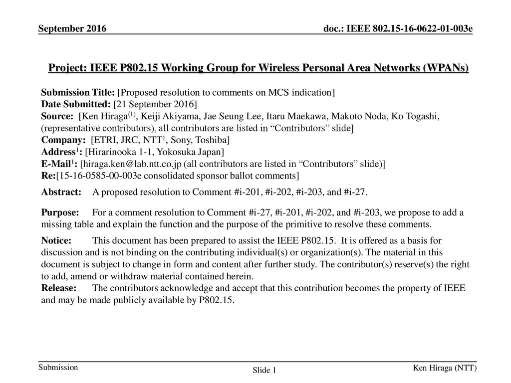 Project: IEEE P Working Group for Wireless Personal Area Networks (WPANs)