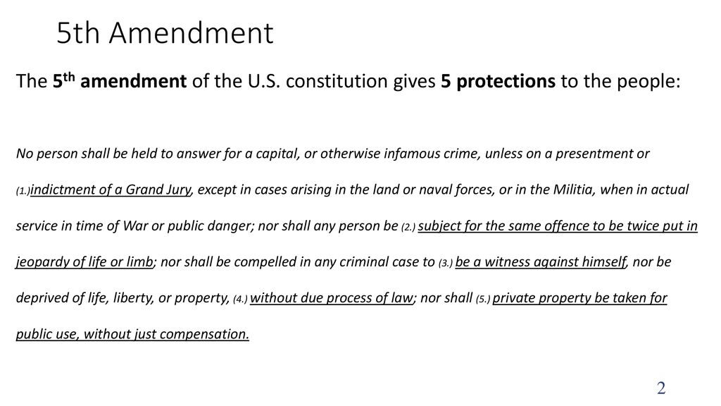 Importance Of The Fifth Amendment