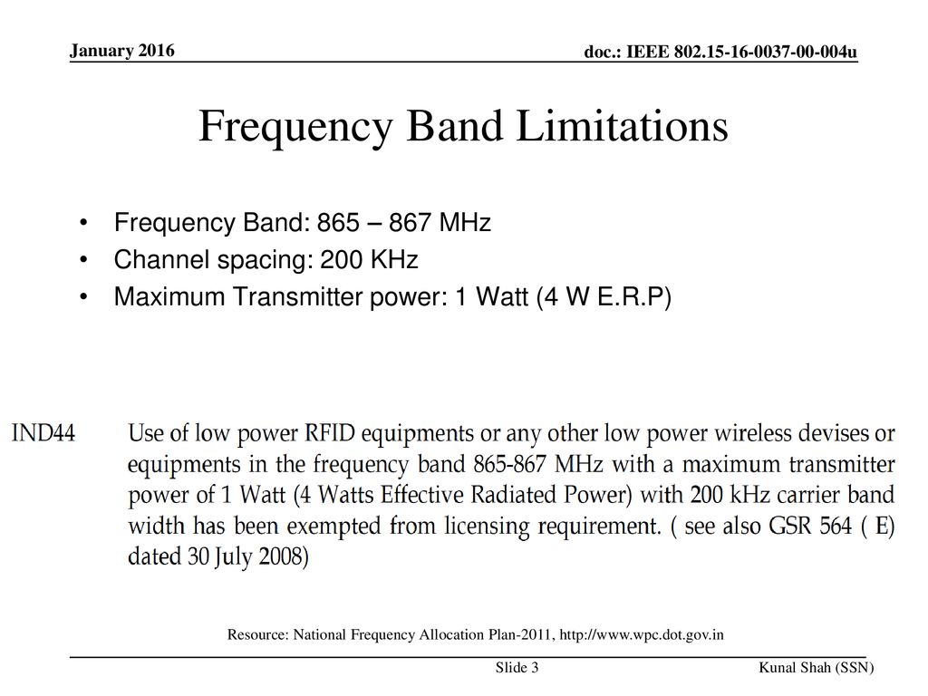 Frequency Band Limitations
