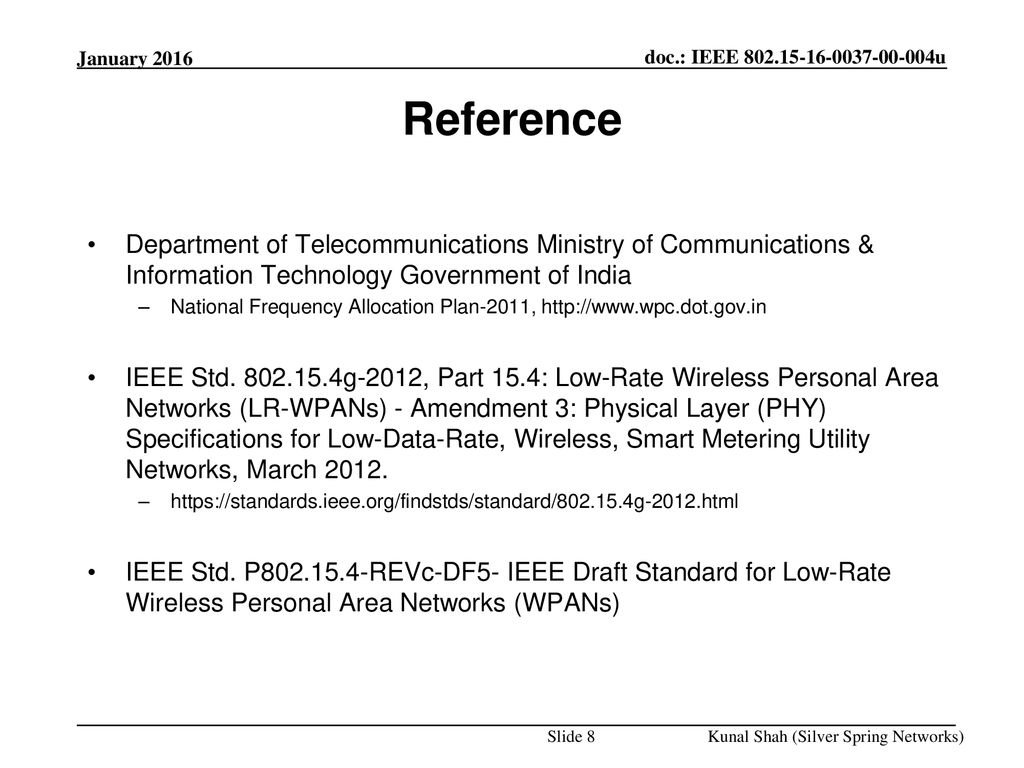 <month year> doc.: IEEE <doc#> January Reference.