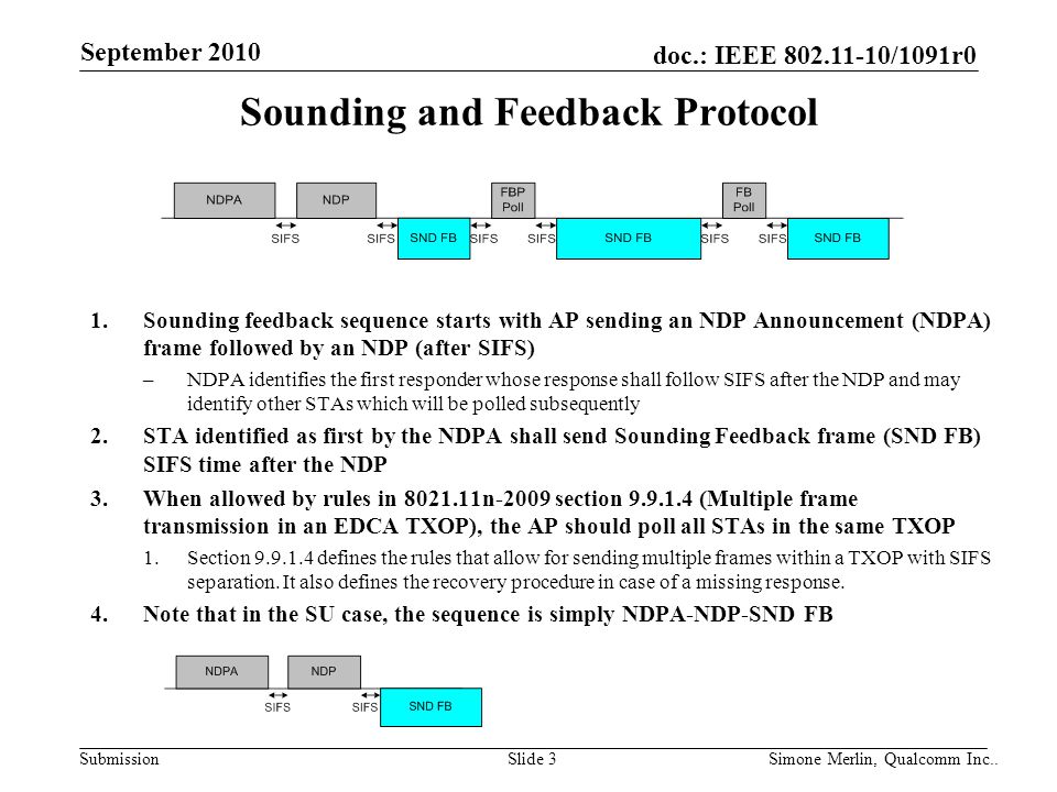 Sounding and Feedback Protocol