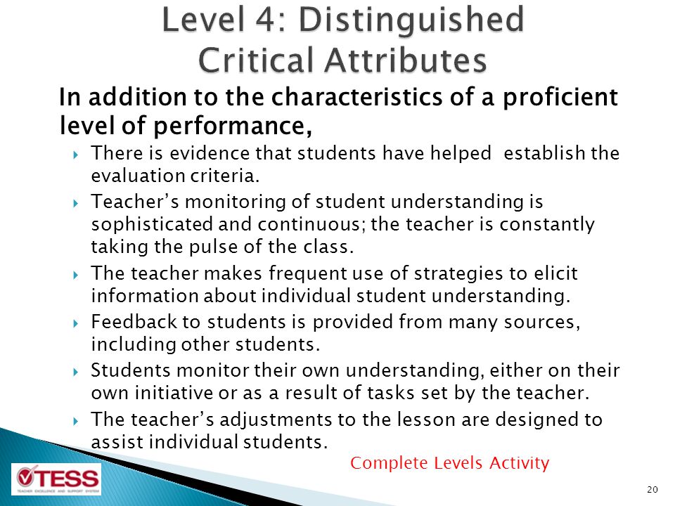 Level 4: Distinguished Critical Attributes