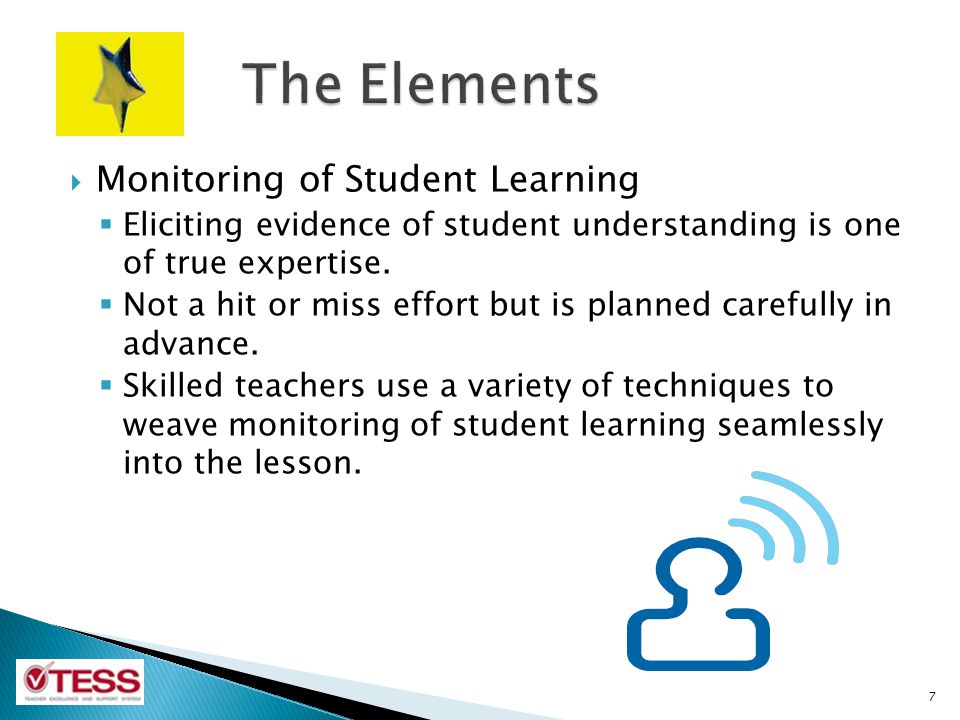 The Elements Monitoring of Student Learning
