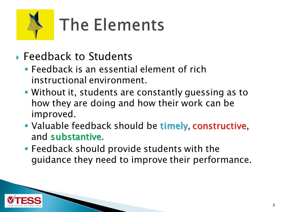 The Elements Feedback to Students
