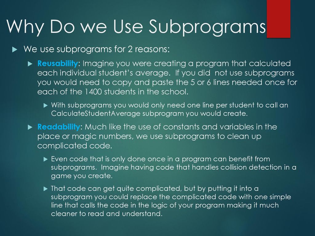 Subprograms intro procedures ppt download