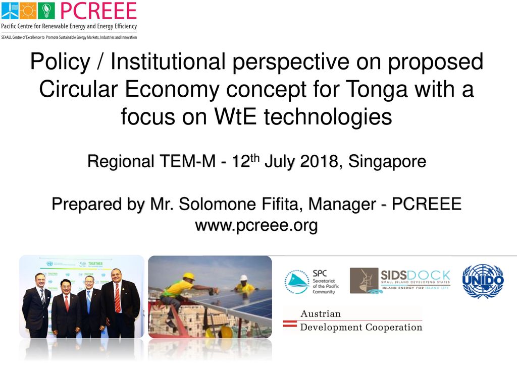 Policy / Institutional perspective on proposed Circular Economy concept for Tonga with a focus on WtE technologies