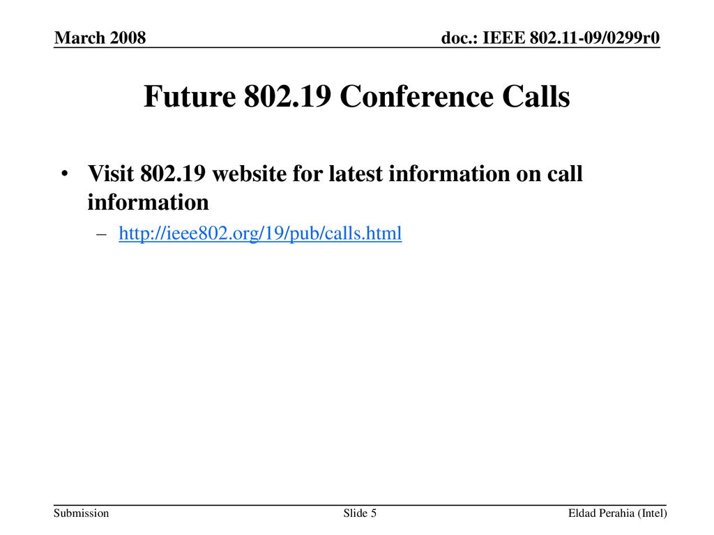 Future Conference Calls