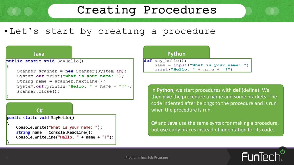 Coding Concepts (Sub- Programs) - ppt download