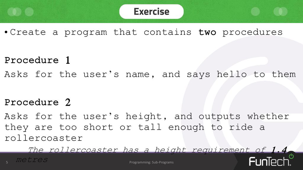Coding Concepts (Sub- Programs) - ppt download