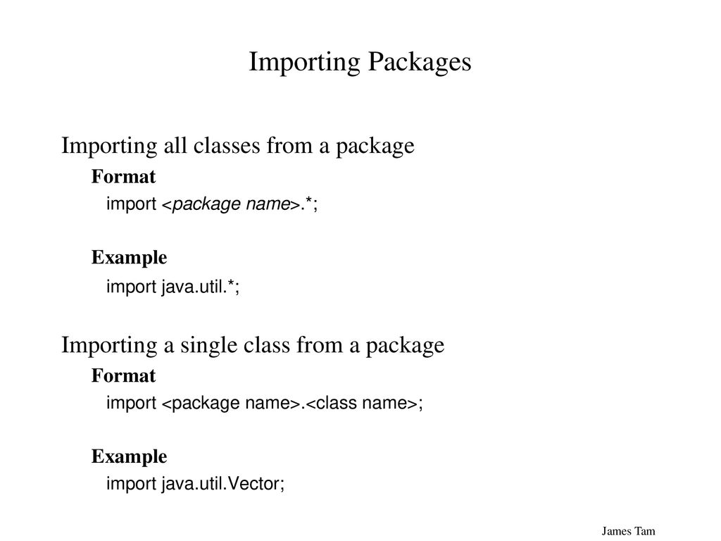 Packages, a method of subdividing a Java program and grouping classes ...
